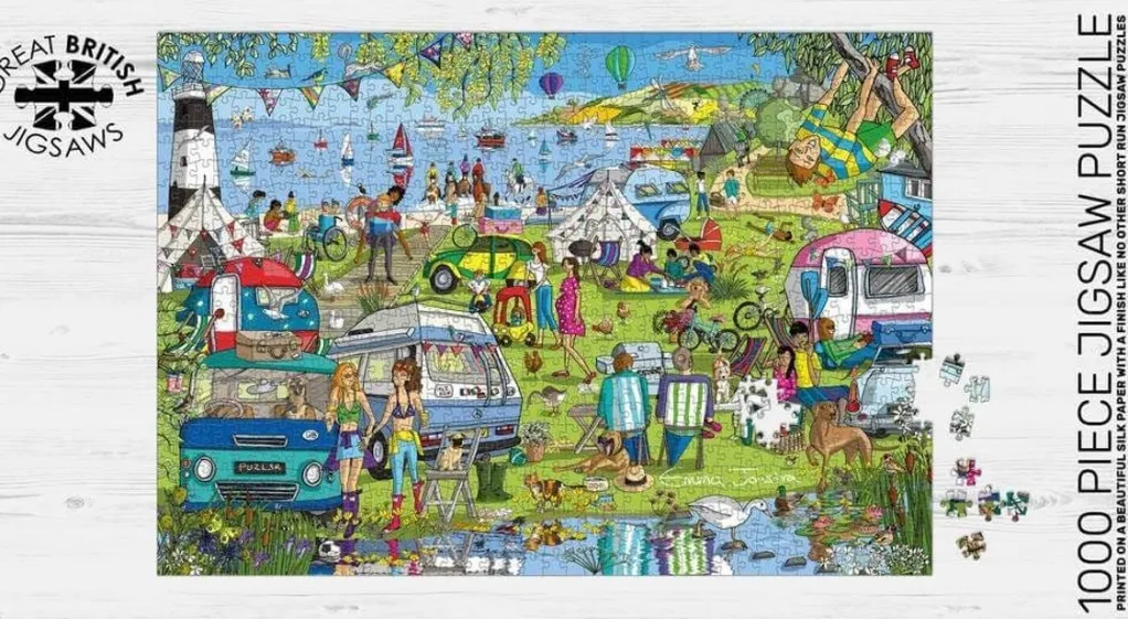 Great British Jigsaws 1000 Pieces*Emma Joustra - Camping Chaos - 1000 Piece Jigsaw Puzzle